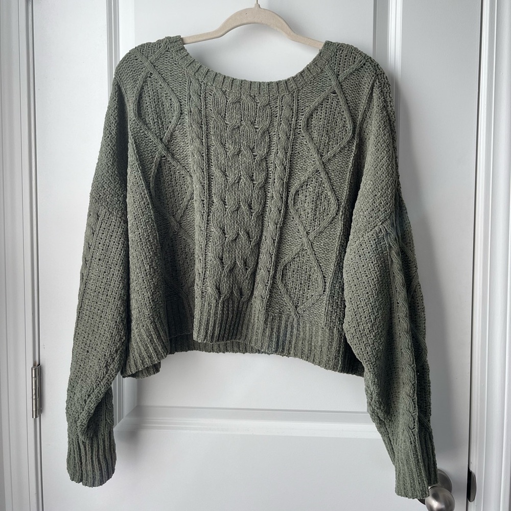 old navy sage green crop sweater